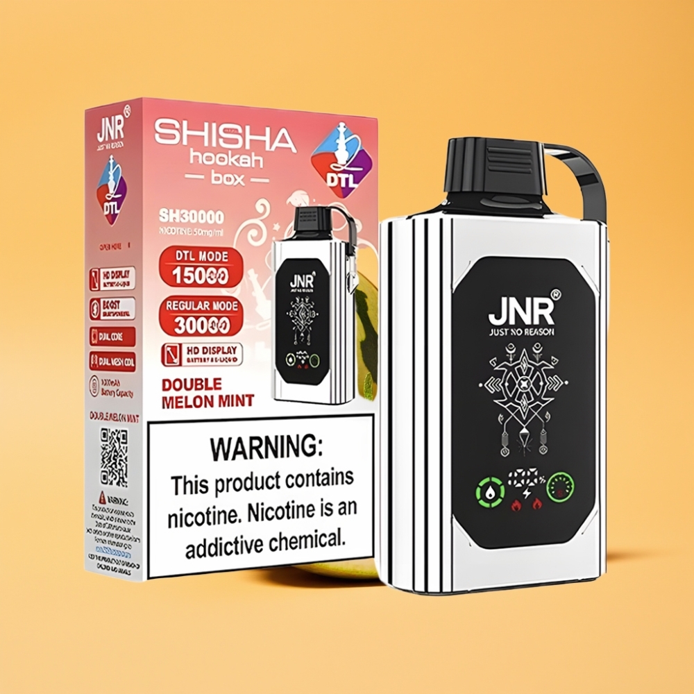 JNR Shisha Hookah Box 20500 Puffs Engangs Vape Dobbelt Melon Mynte med Type-C Opladning