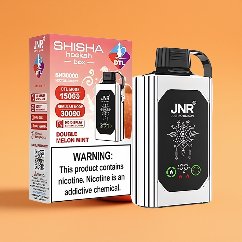 JNR Shisha Hookah Box 20500 Puffs Engangs Vape Dobbelt Æble med HD Display og Type-C Hurtigladning