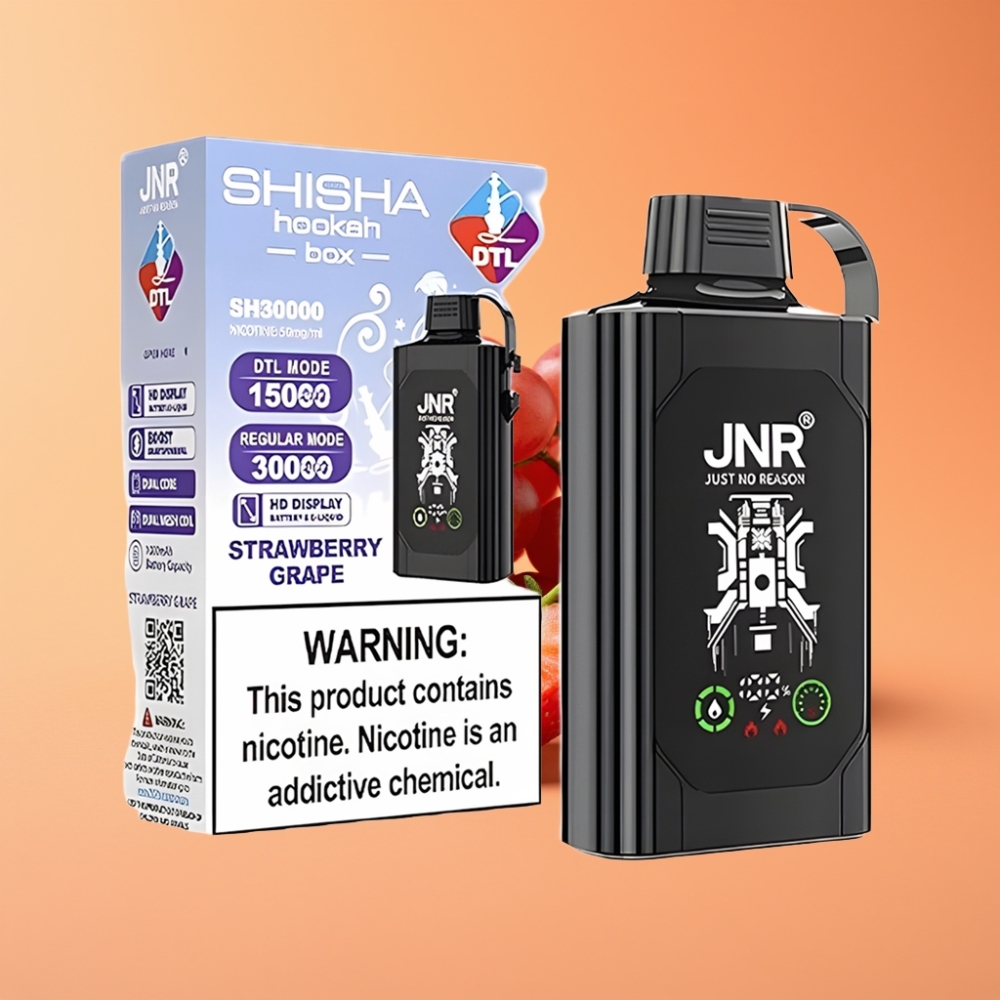 JNR Shisha Hookah Box 20500 Puffs Engangs Vape Jordbær Drue HD Display 1000mAh