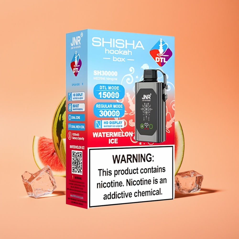 JNR Shisha Hookah Box 20500 Puffs Engangs Vape Vandmelon Is med Type-C Opladning