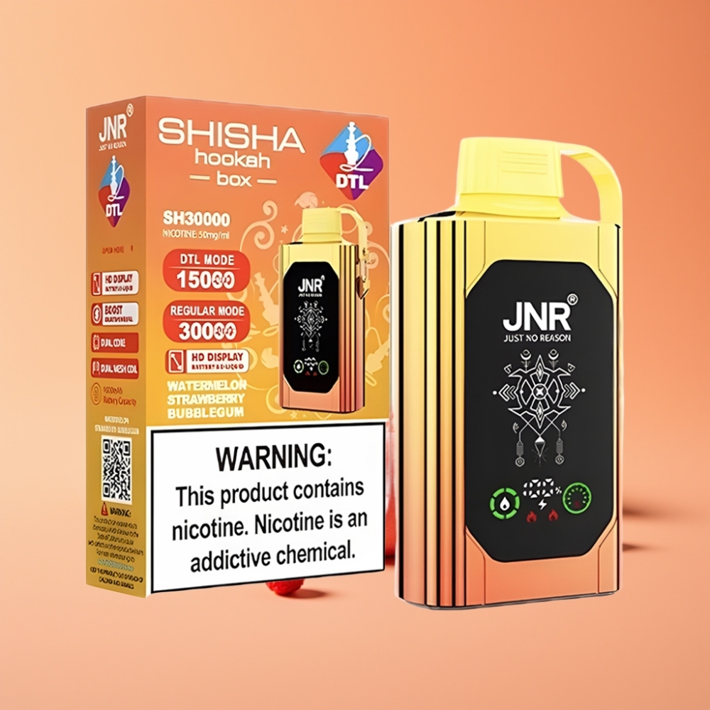 JNR Shisha Hookah Box 20500 Puffs Vandmelon Jordbær Bubblegum HD Display & Type-C