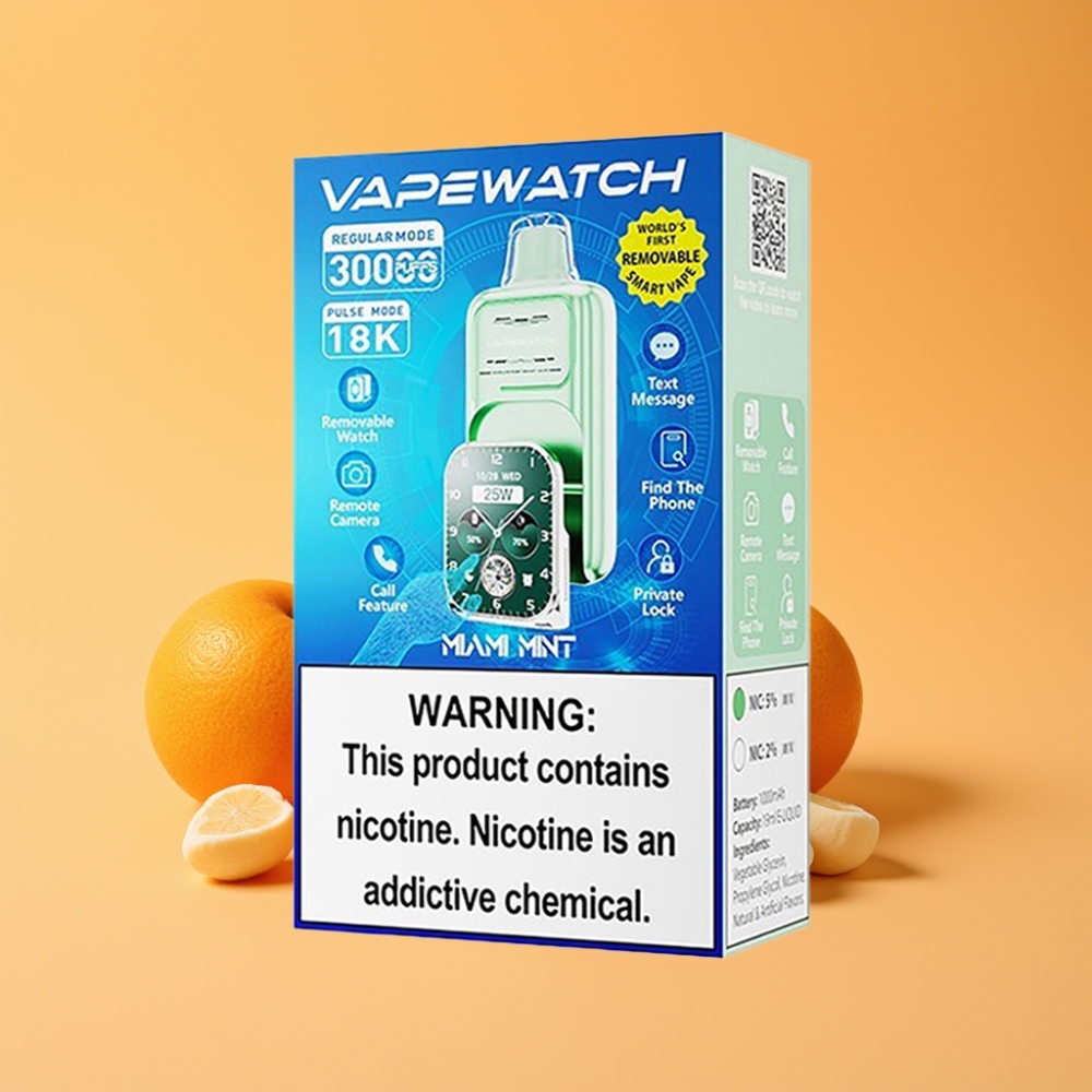 JNR VapeWatch 30000 Puffs Engangs Vape Miami Mynte – 1000mAh, 19mL