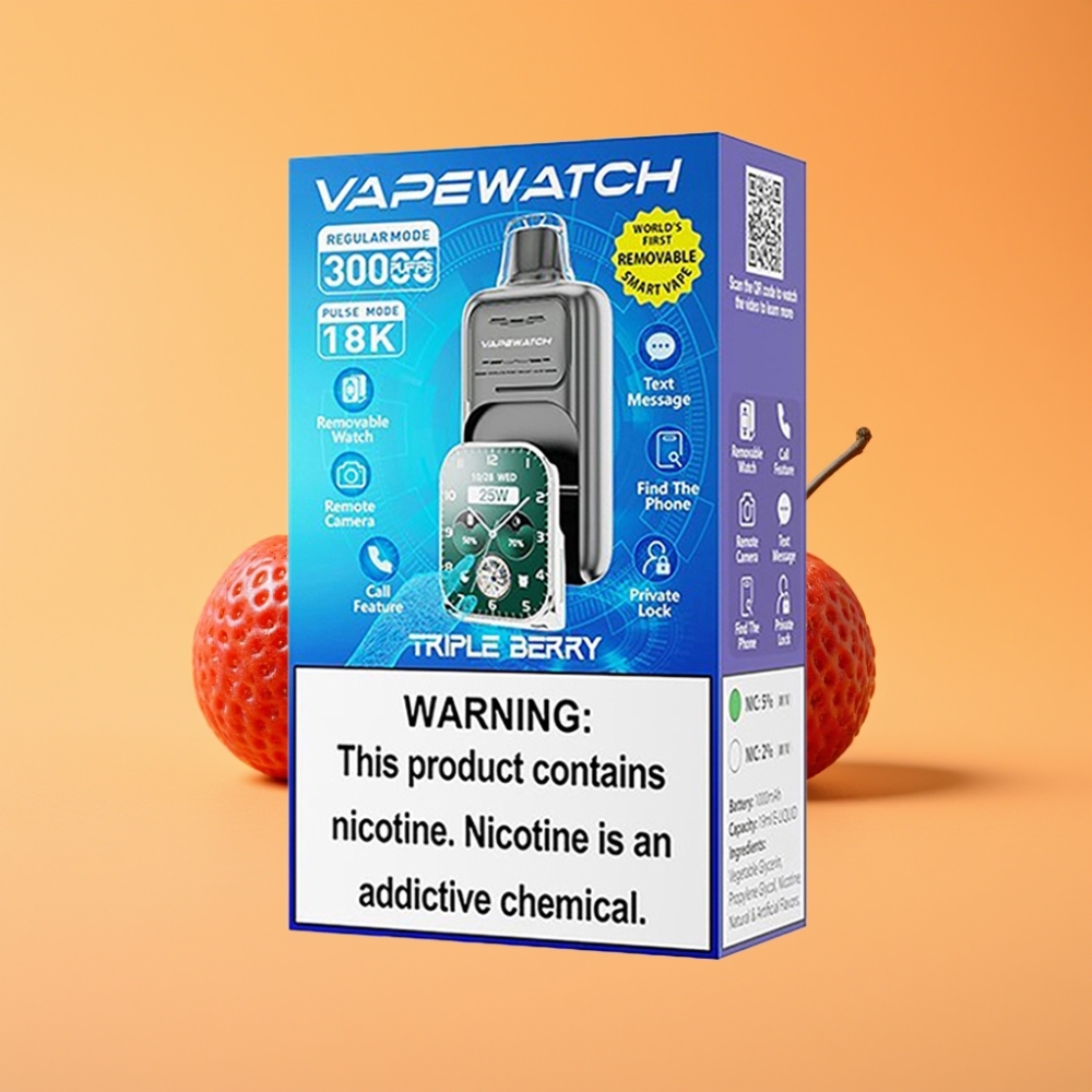 JNR VapeWatch 30000 Puffs Engangs Vape Triple Bær med 1000mAh & Type-C