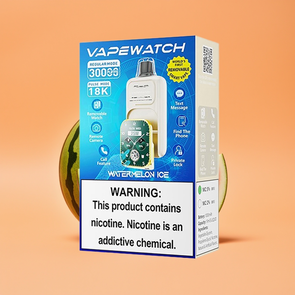 JNR VapeWatch 30000 Puffs Engangs Vape Vandmelon Is med 1000mAh & Type-C