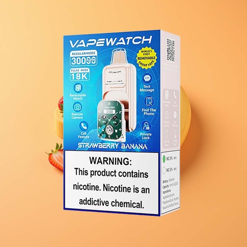 JNR VapeWatch 30000 Puffs Engangsvape Jordbær Banan 19mL 5% Nicotin