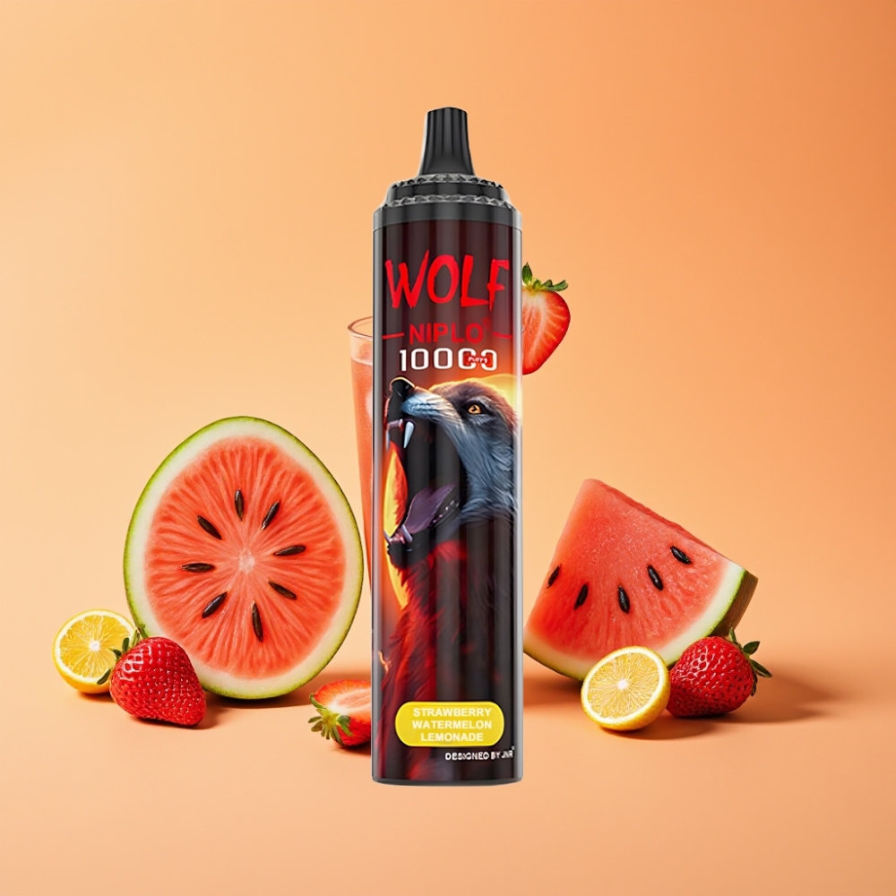 JNR Wolf Niplo 10000 Puffs Disposable Vape Jordbær Vandmelon Lemonade 20ml 5%