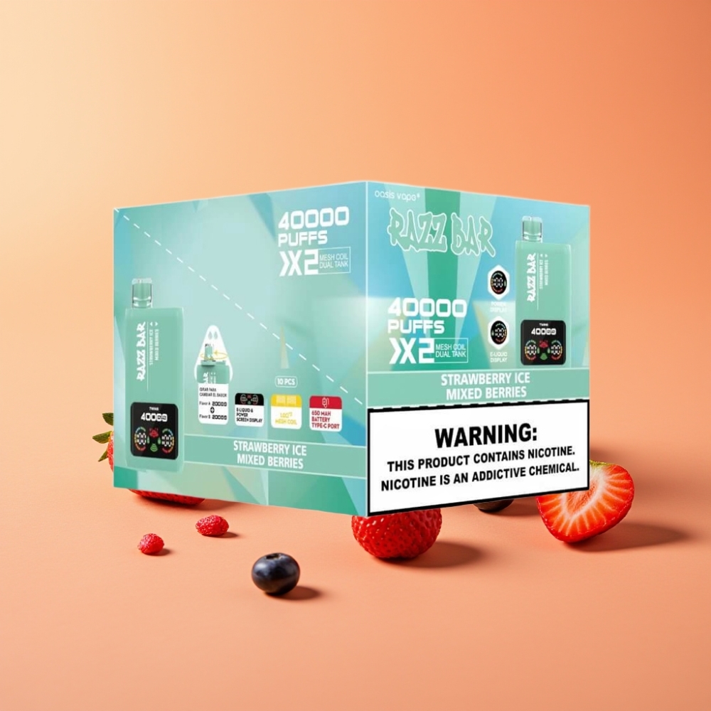 Denmark distributors Razz Bar 40000 Puffs Disposable Vape JORDBÆRIS & BLANDBÆR