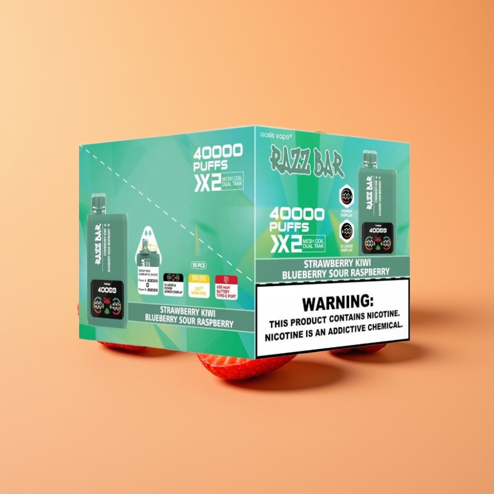 Razz Bar 40000 Puffs Disposable Vape JORDBÆR KIWI & BLÅBÆR SUR HINDBÆR