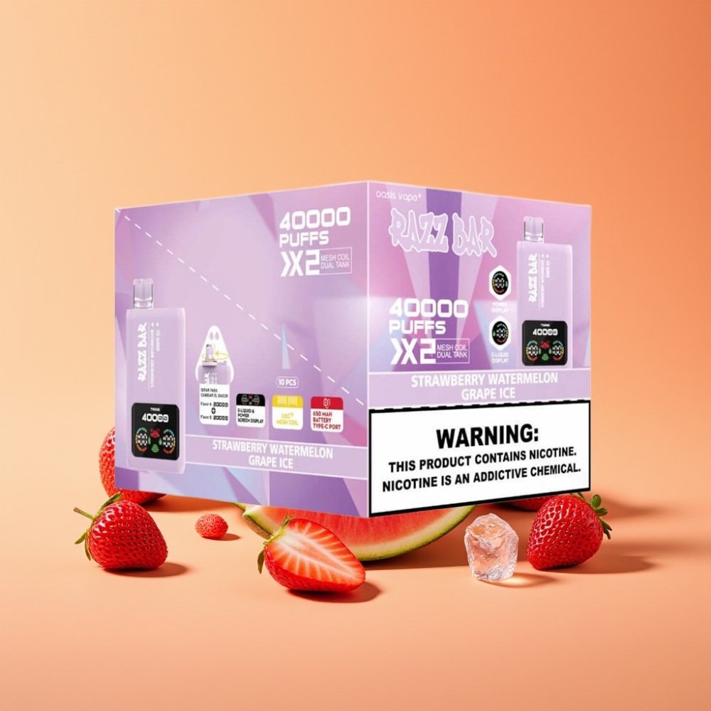 Razz Bar 40000 Puffs Disposable Vape JORDBÆR VANDRÆLON & ISVIN