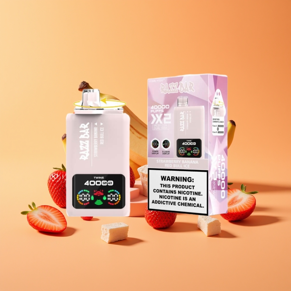 Razz Bar 40000 Puffs Engangs Vape JORDBÆR BANAN & RED BULL IS