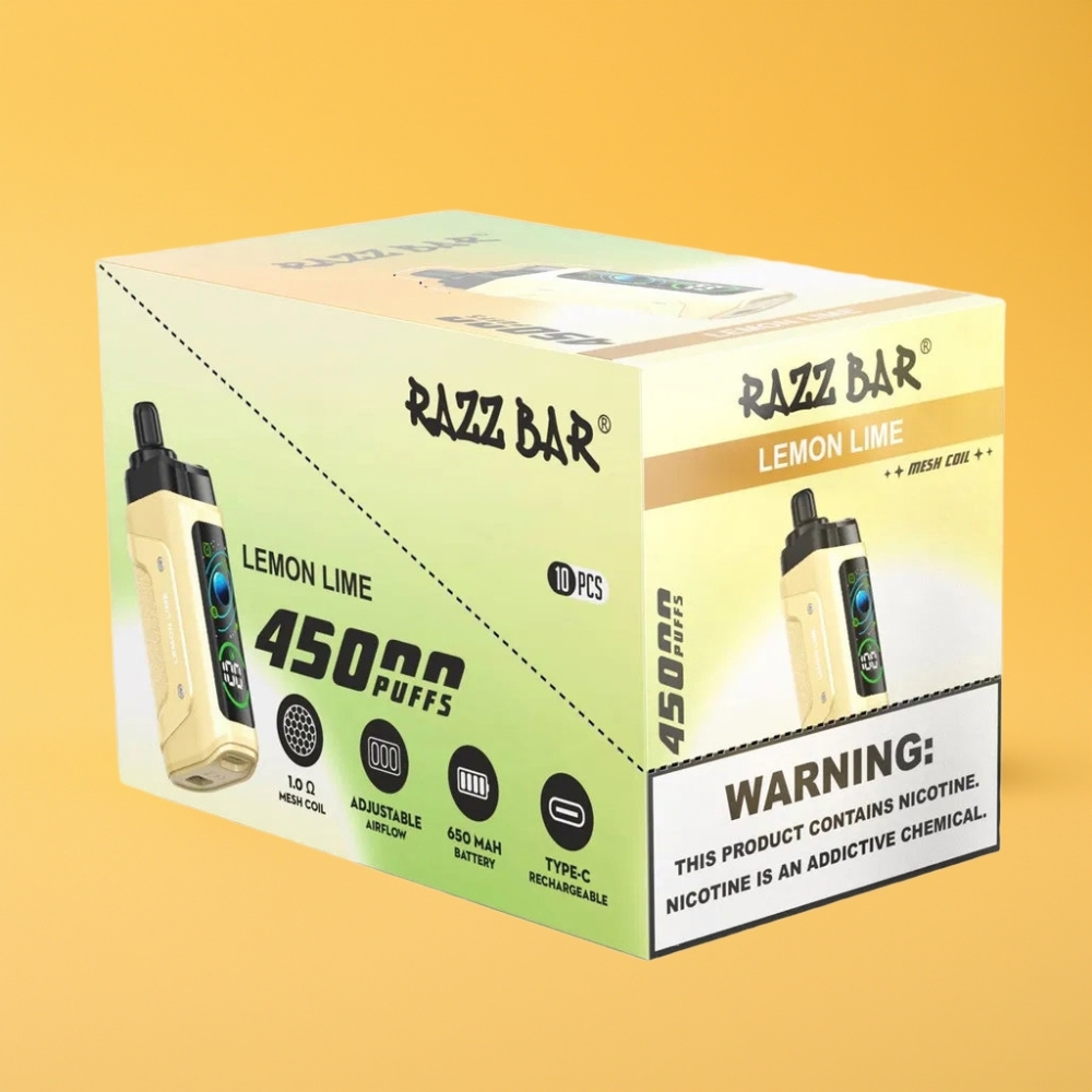 Razz Bar 45000 Puffs Disposable Vape Citron Lime justerbar luftgennemstrømning