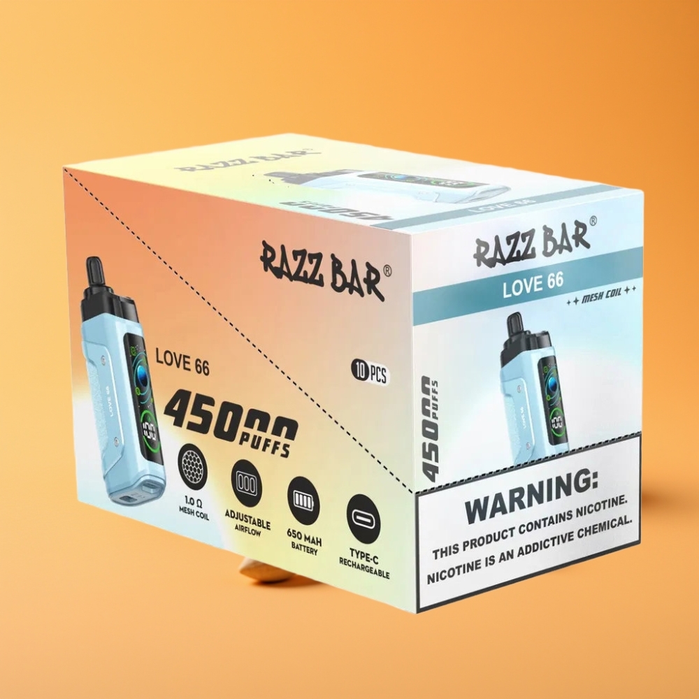 Razz Bar 45000 Puffs Disposable Vape Kærlighed 66 med 1,0 Ohm Mesh Coil