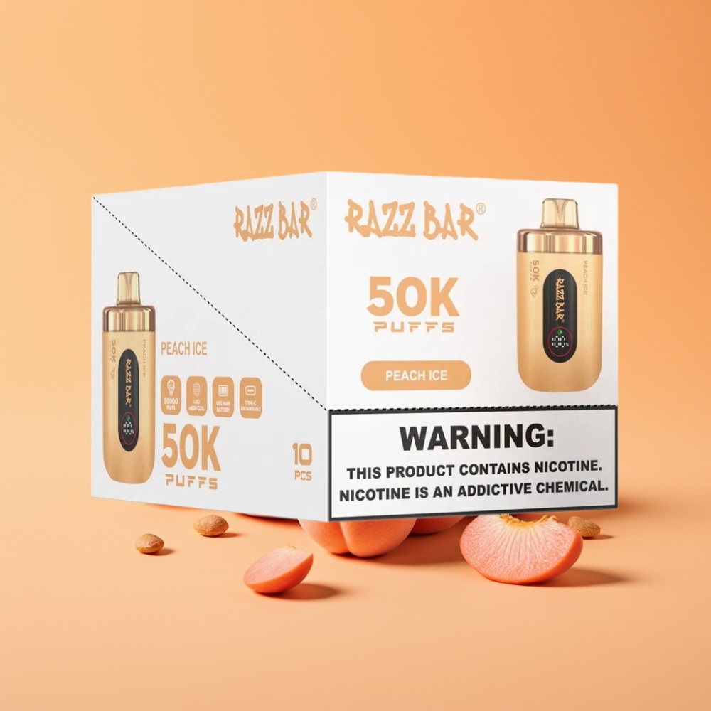 Denmark distributors Razz Bar 50K Puffs Disposable Vape Fersken Is