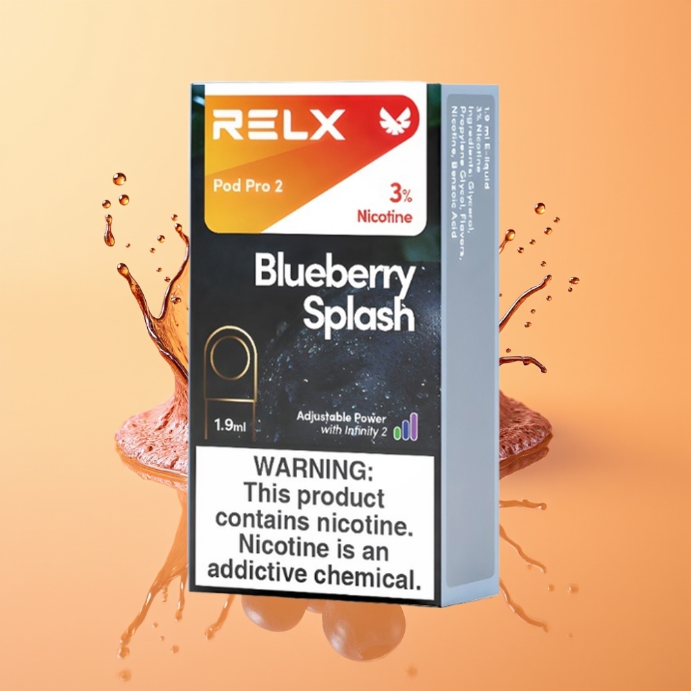 Denmark distributors RELX Pod Pro 2 Blåbær Splash Nicotin 3% 1,9ml 600 puf