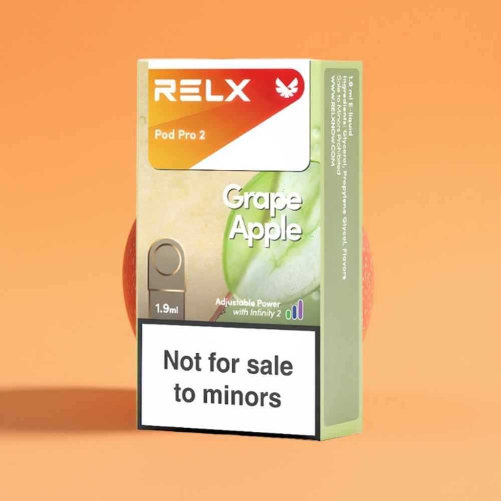 Denmark distributors RELX Pod Pro 2 Druer Æble 0% Nikotin 1.9ml 600 puff